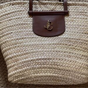Tan and Brown Woven Tote Bag